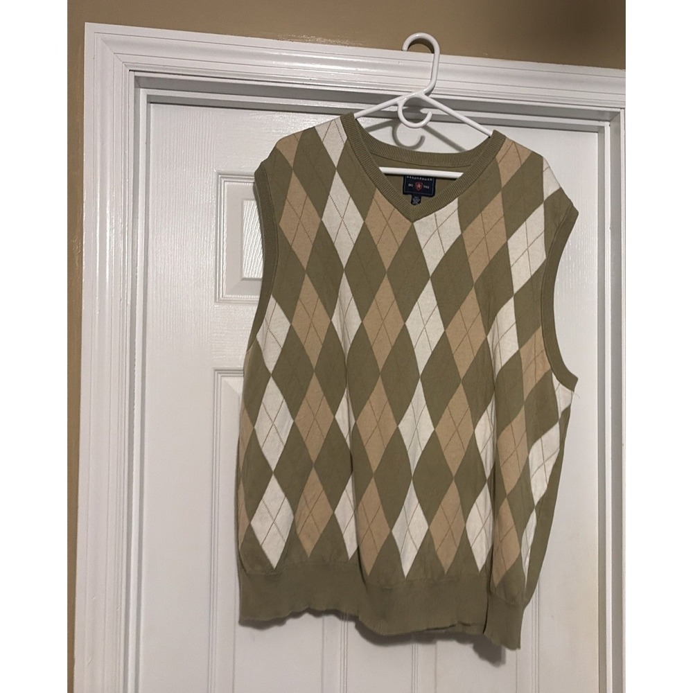 NICE Saddlebred Mens Sweater Vest 2XLT Argyle V Neck, Mens 2X Vest Big & Tall